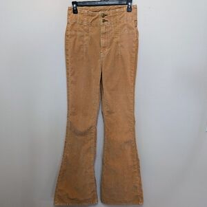 Orange Corduroy Flared Pants